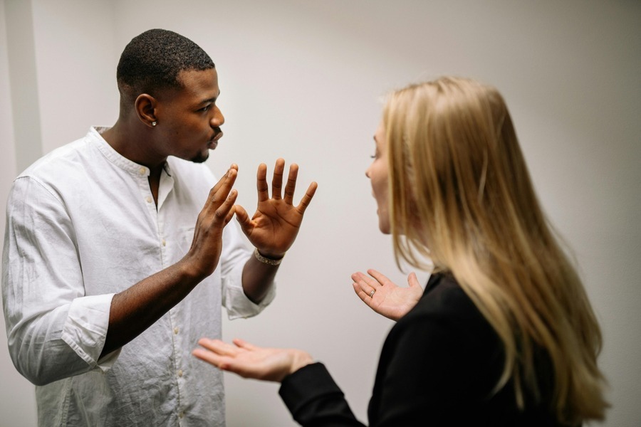Couple facing fear of conflict in relationships