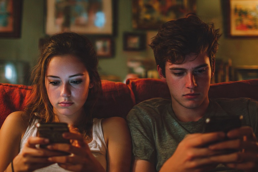 Couple facing oversharing in relationships